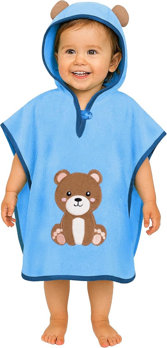 Zachte Katoenen Badponcho met Capuchon voor Kinderen en Peuters - Absorberend en Hypoallergeen