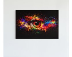 Canvas Schilderij - Abstracte Oog - kleurrijke Wanddecoratie - Abstract - 150x100 cm