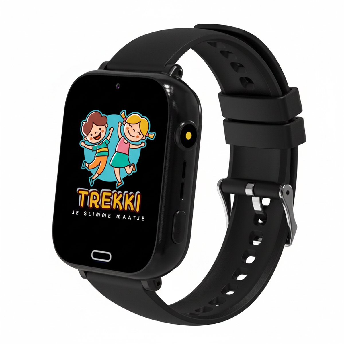 TREKKI® GPS Kinder Smartwatch ZWART – Kindersmartwatch met Bellen & Videobellen – SOS Knop – GPS Tracker – Kinderhorloge