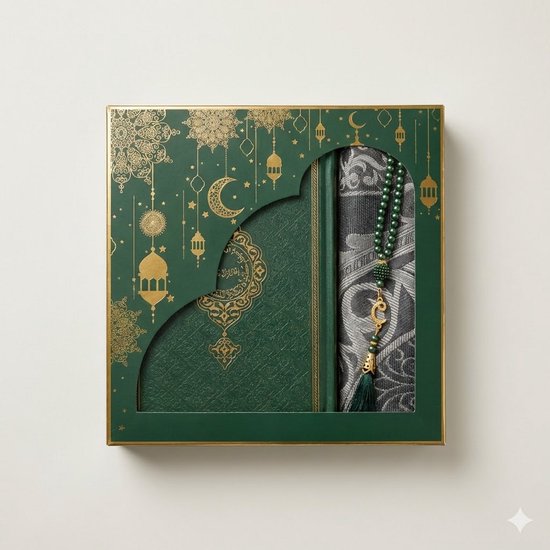 FIRASET Luxe Koran Set – Islamitisch Cadeau, QR Audio & Meertalige Vertaling (EN/FR/DE/TR/ES), Gebedskleed, Tasbih & Geschenkdoos