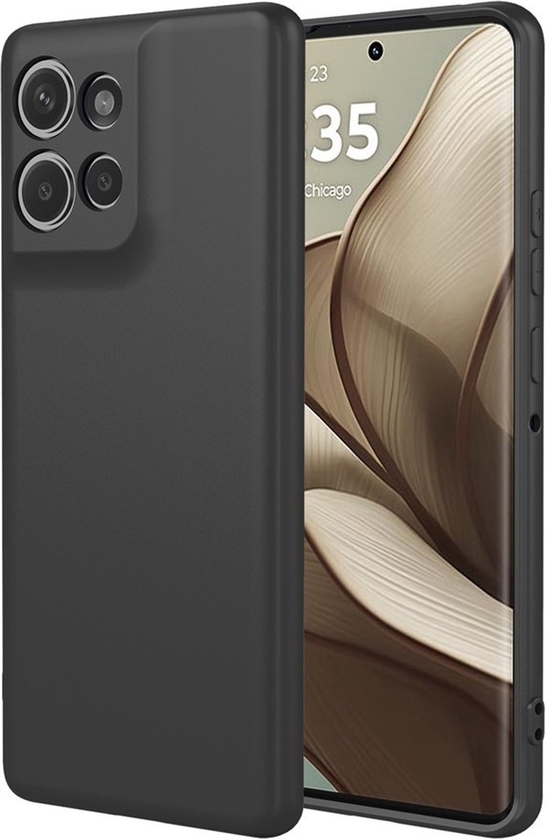Hoesje geschikt voor Motorola Edge 50 - Phonesta Soft Silk Silicone Back Cover - Zwart
