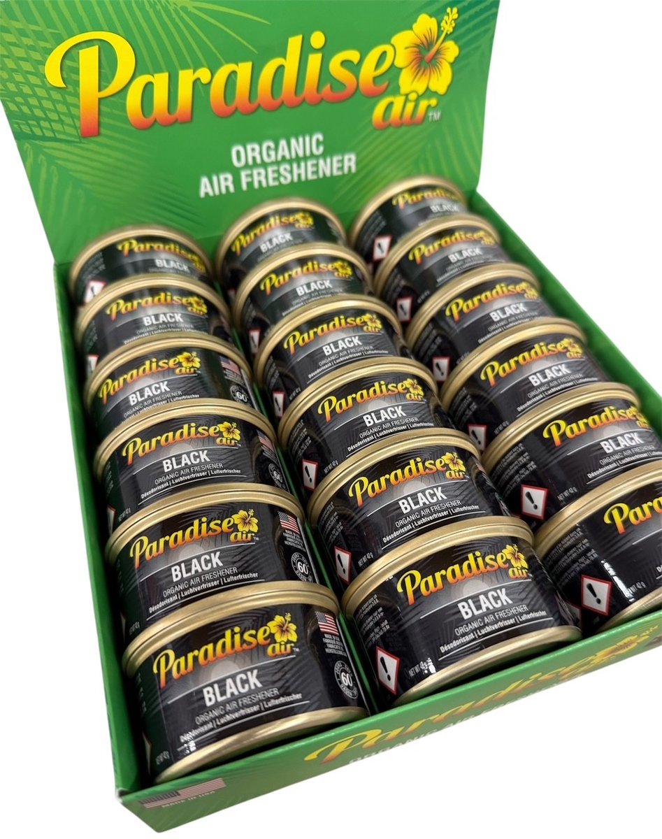 Paradise Air Car Air Freshener Black - 18 stuks - incl Doseerdeksel