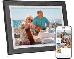 Dragon Touch Digitale Fotolijst - 10.1 inch - HD Touchscreen- Hout - Fotokader- WiFi - 32GB - Zwart