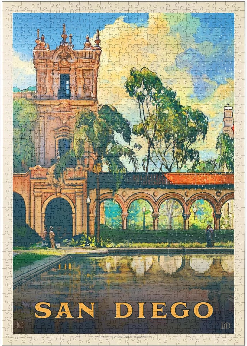 1000 Stukjes Puzzel: Vintage Poster Balboa Park San Diego, Californië - Premium Wanddecoratie