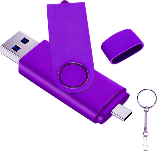 rimmo Type-C High Speed USB 3.0 Pen Drive 2-in-1 64GB Paars