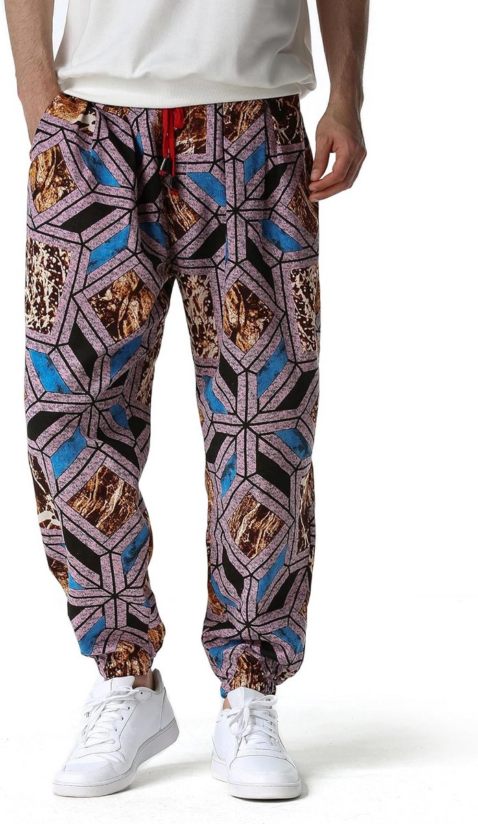 Heren Katoenen Trainingsbroek met 3D Print - Casual Joggingbroek met Elastische Taille