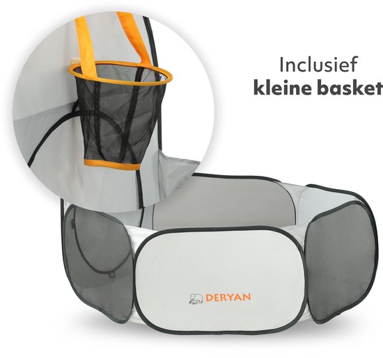 Deryan Luxe Pop Up Kindertent - Speeltent voor Kinderen - Basketbal Ballenbak met 45 ballen - Zilver van Deryan — afbeelding 2