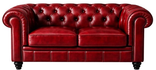 Canapé Chesterfield - 2 Places - Rouge - cuir - Sofa