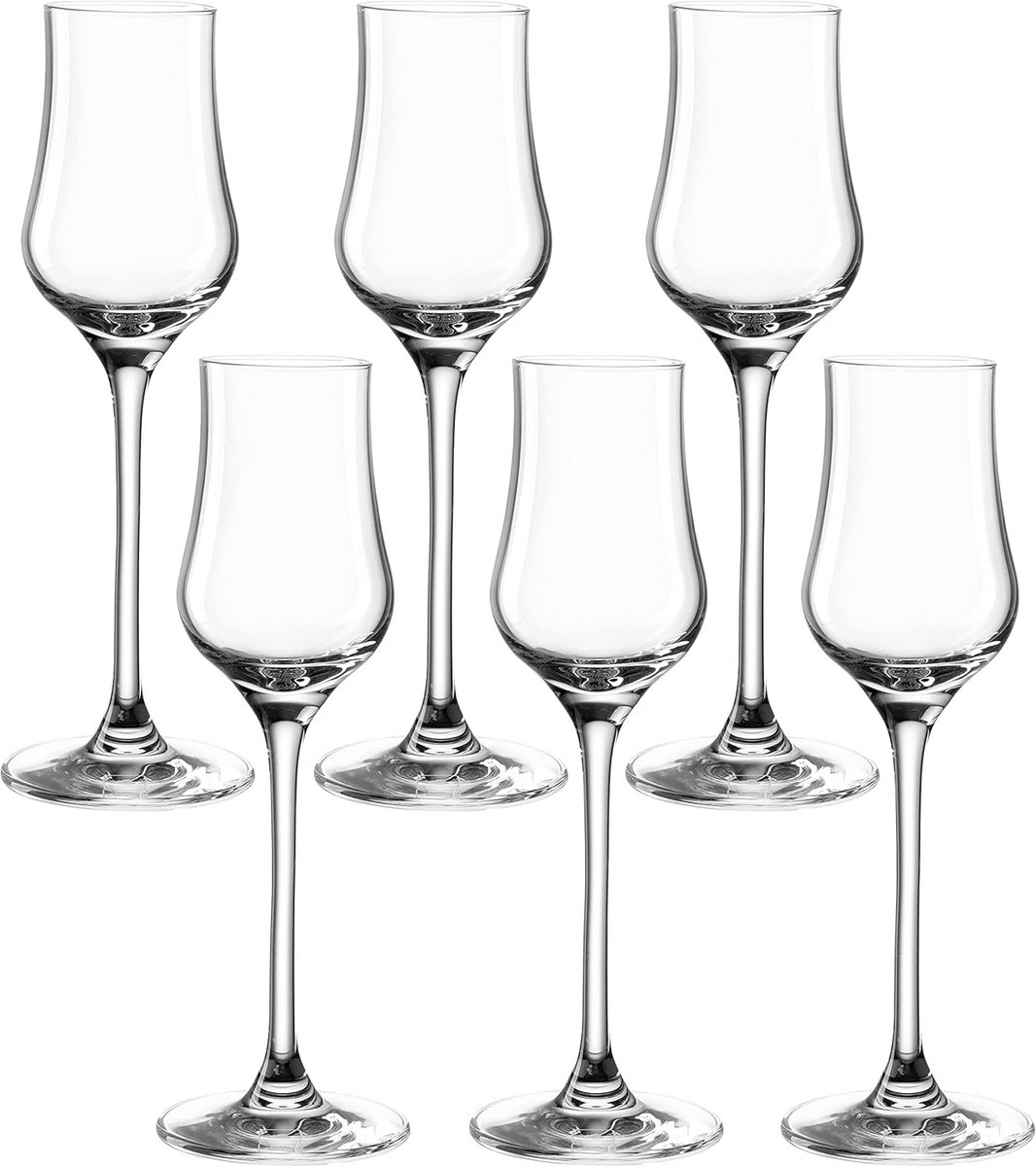 Set van 6 Grappa Glazen met Steel - Bar Glazen voor Digestieven, Vaatwasserbestendig