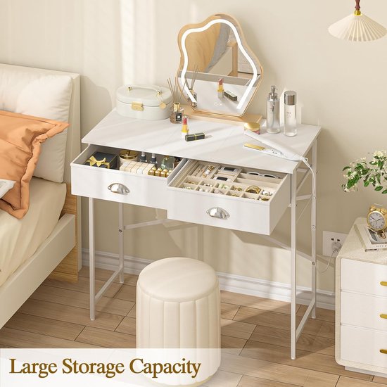 Make uptafel Zonder Spiegel 80x40x76 Cm Compacte Schminktafel Met 2 make-uptafel-zonder-spiegel-80x40x76-cm-compacte-schminktafel-met-2