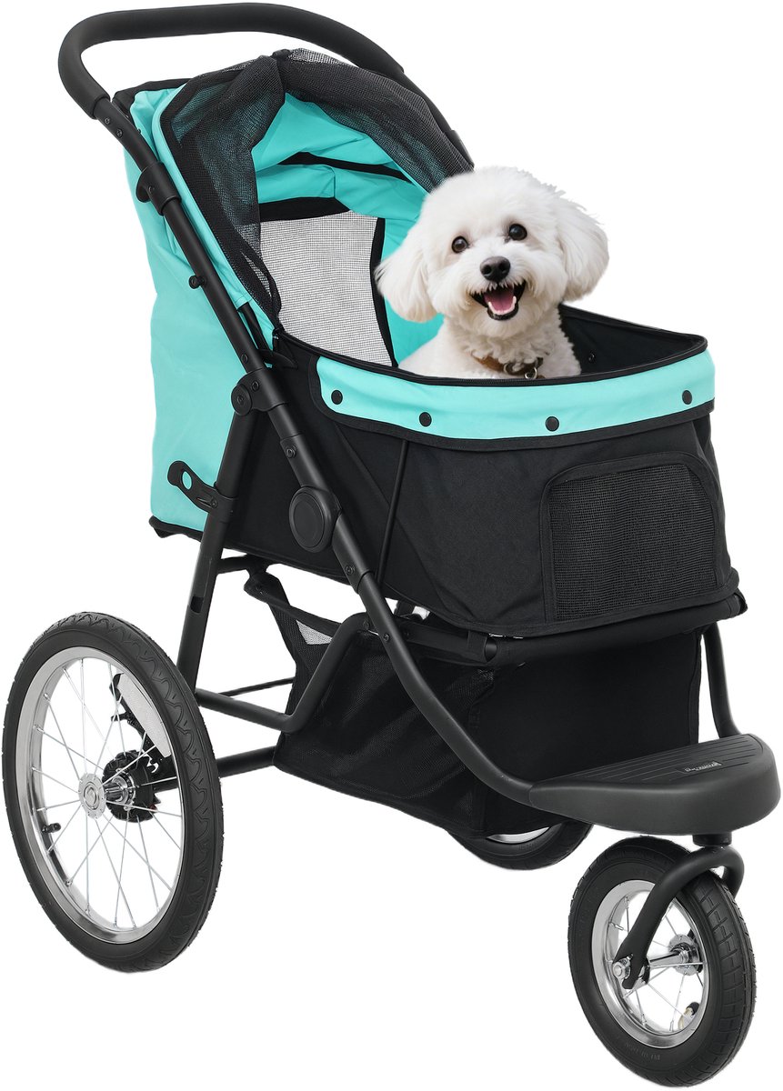 PawHut-Hundewagen-Stahl, Oxfordstoff-100L x 58B x 100H cm-Türkis