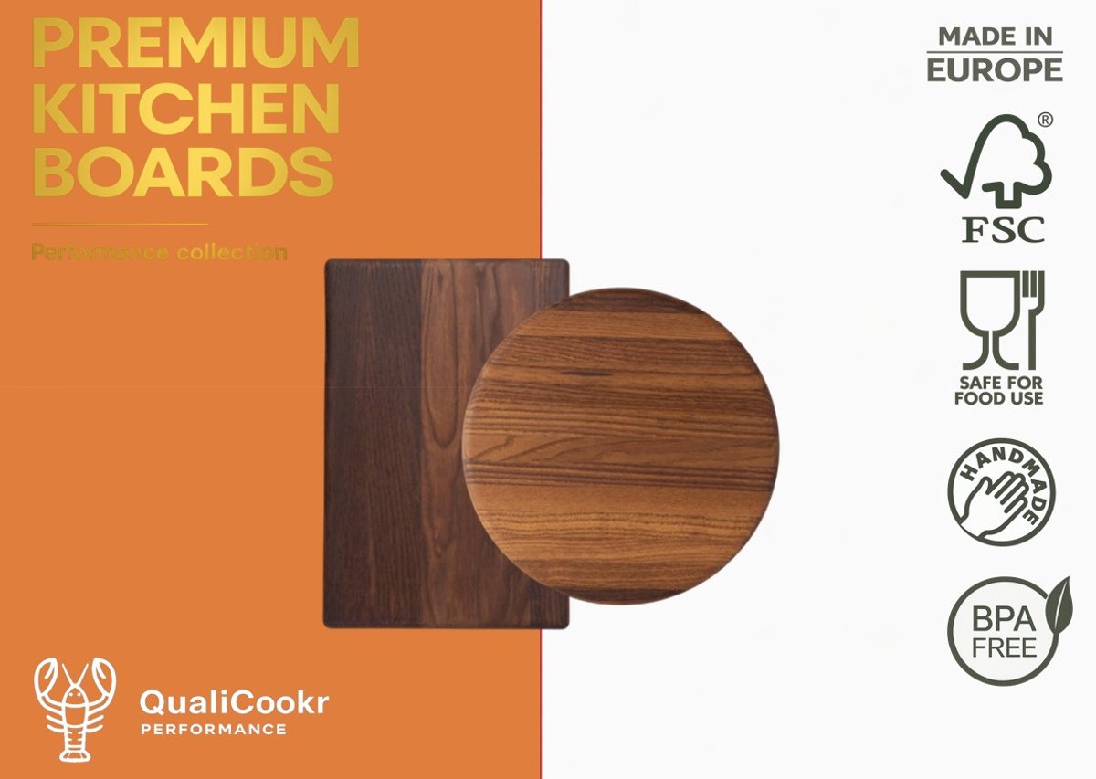 QualiCookr | Thermisch Essen Serveerboard Set (2pcs) | Borrelplank | Kaasplank | Tapasplank | Serveerplank | Hapjesplank | Snijplank