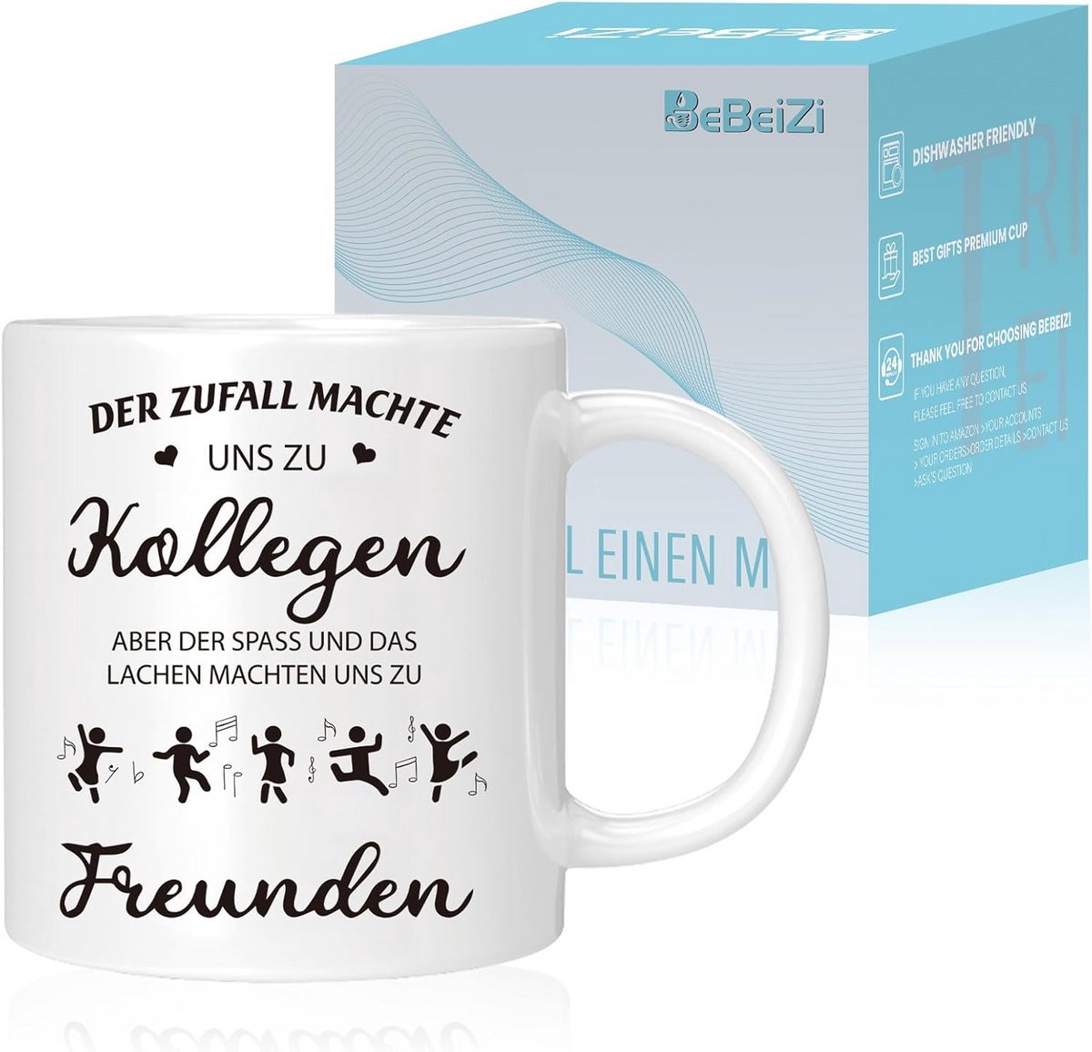Koffiemok met humoristische tekst voor collega's en vrienden