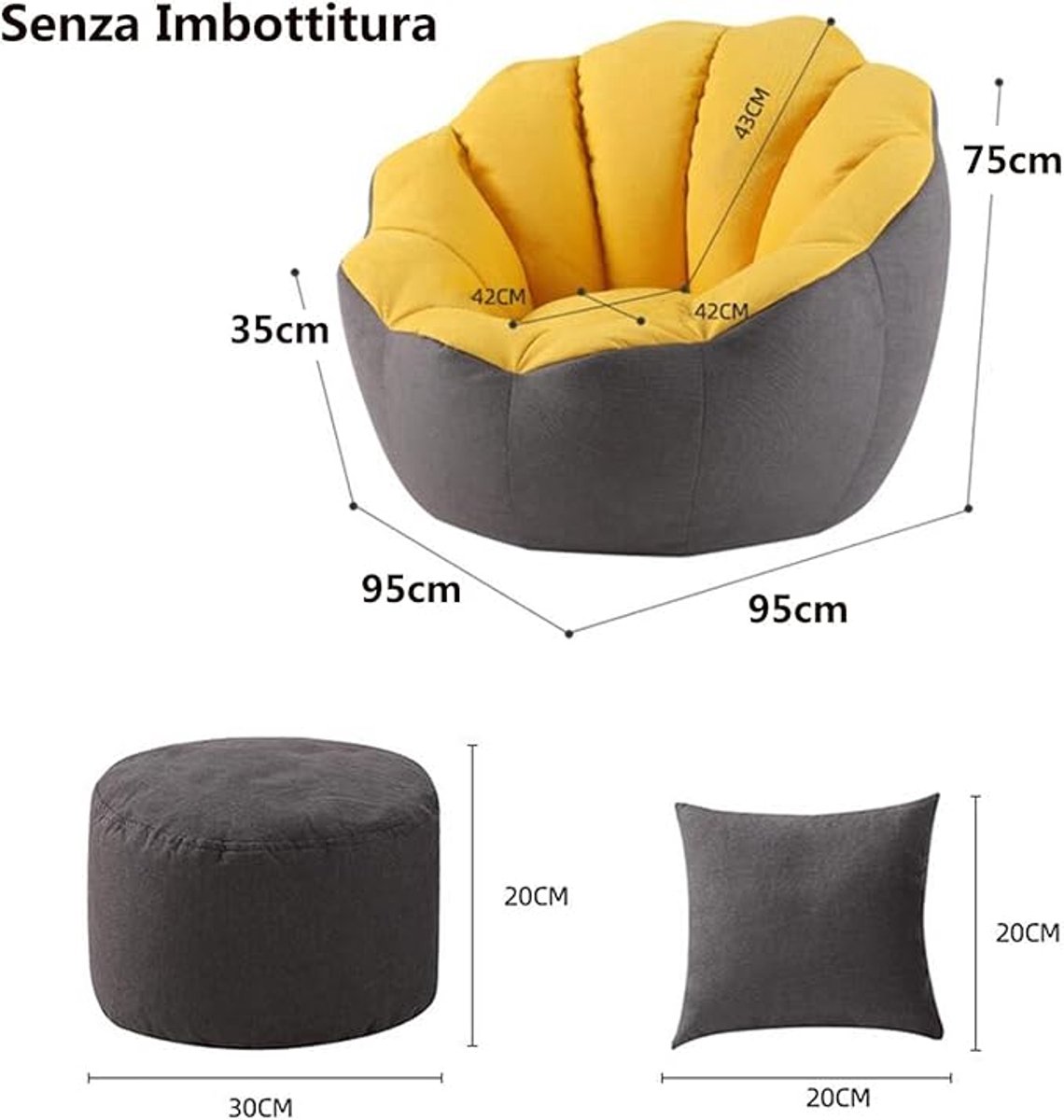 Zitzakhoes Imitatiebont Large 96x96x101 cm – Luxe Pluizige Opberg Zitzak Hoes met Antislip & Ritssluiting – Comfortabele Beanbag Cover Zonder Vulling Lavendel – Pauwhome
