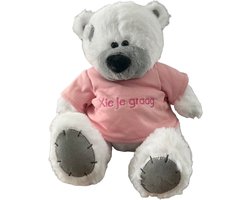 Schattige Witte Teddybeer met tekst Xie je graag – Beer Pluche Knuffel Wit met tekst Xie je graag 25 cm - Knuffelbeer - Teddybeer - Pluche beer - Perfect Cadeau voor Valentijn of Verjaardag