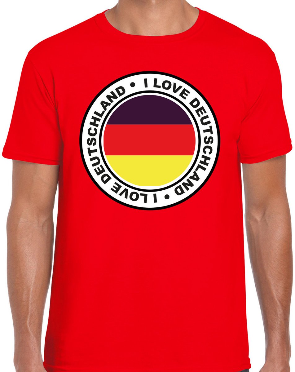 Bellatio Decorations Verkleed T-shirt voor heren - I Love Duitsland - rood - voetbal supporter - themafeest L