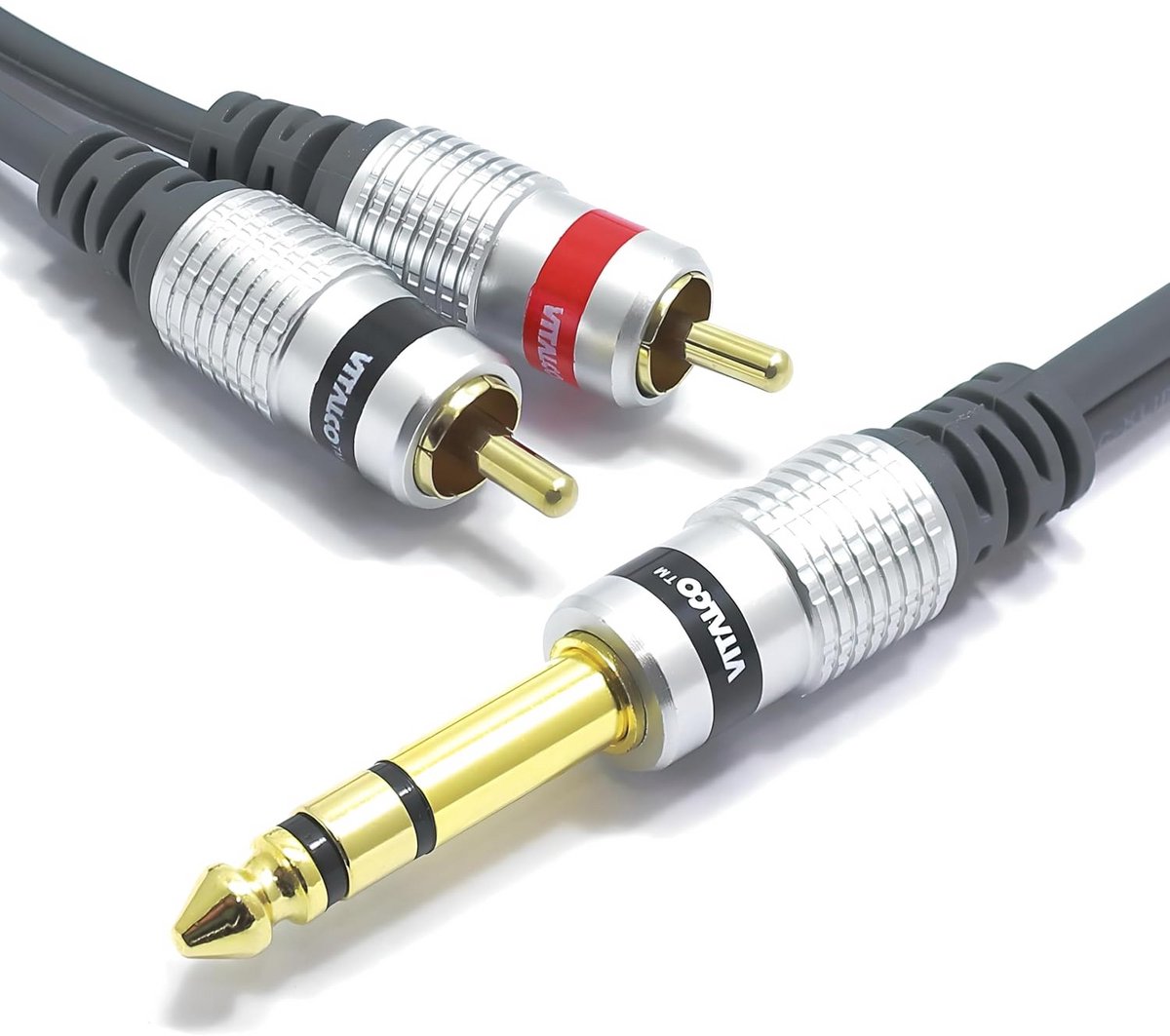 6.35mm Stereo Jack naar 2x RCA Kabel 1.5 Meter - 1/4 Inch TRS naar Dubbele Cinch Audio Y-Splitter Adapter