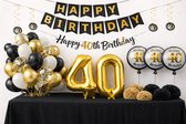 40 jaar partybox pakket set verjaardag feest versiering/decoratie veertig ballonnen slingers happy birthday goud zwart