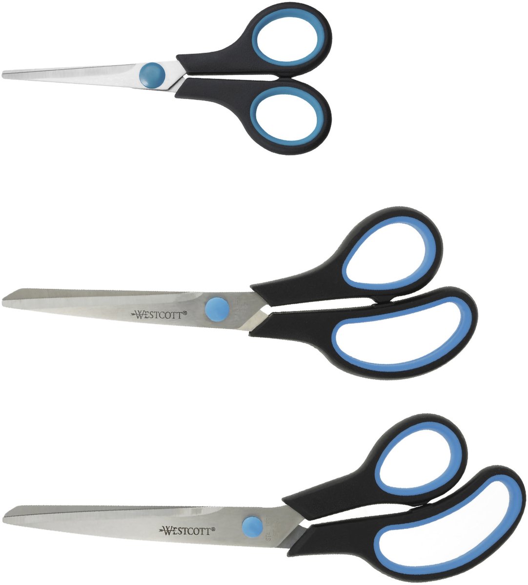 Westcott scharenset - Easy grip - 3delig 14/20/24 - RVS - zwart/blauw - AC-E90032