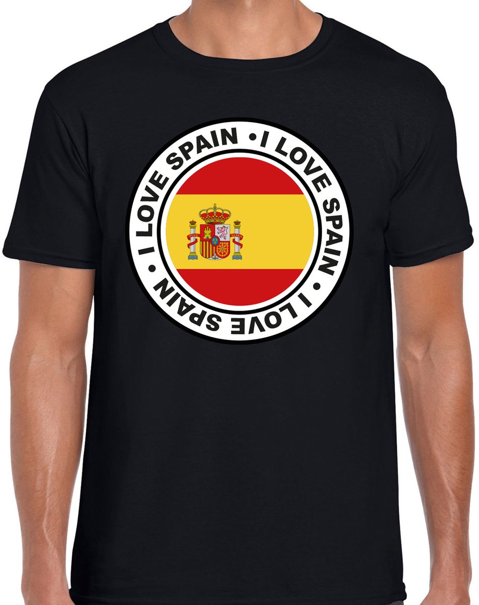 Bellatio Decorations Verkleed T-shirt voor heren - I love Spanje - zwart - voetbal supporter - themafeest L
