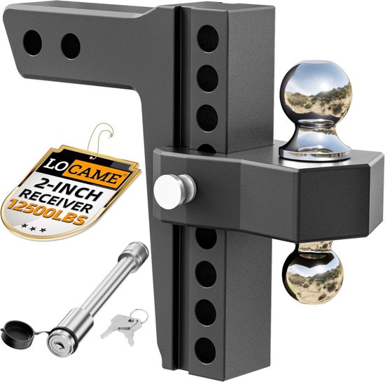 Verstelbare Pintle Mount Voor 2 Inch Trekhaak - 4410 Lbs Laadvermogen, 3 Hoogteposities, Zwarte Poedercoating, Eenvoudige Montage