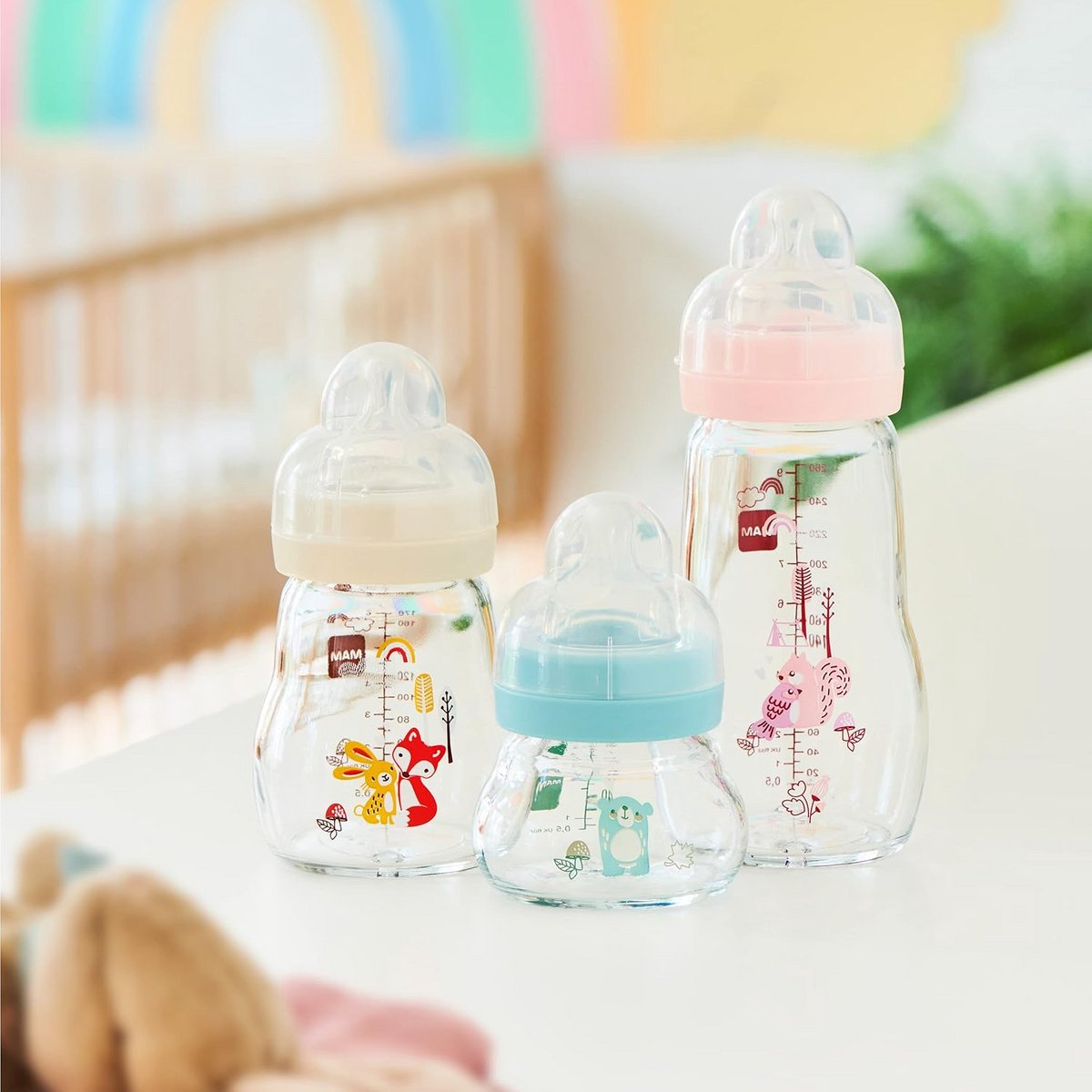Glazen Babyfles (260 ml) Hittebestendig met Nippel Maat 2