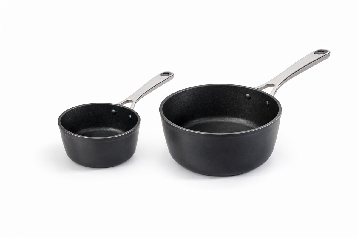 Cyril Lignac Pannenset – Melkpan Ø16 cm (1,2 L) + Steelpan Ø20 cm (2,3 L) – Anti-aanbak – PFOA-vrij – Inductie