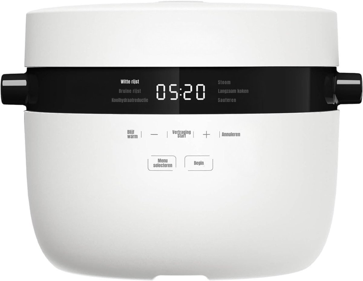 Core® Rijstkoker - Koker - Stoompan - met Keramische Kom - LED-display - Wit - 22cm x 29cm x 28cm