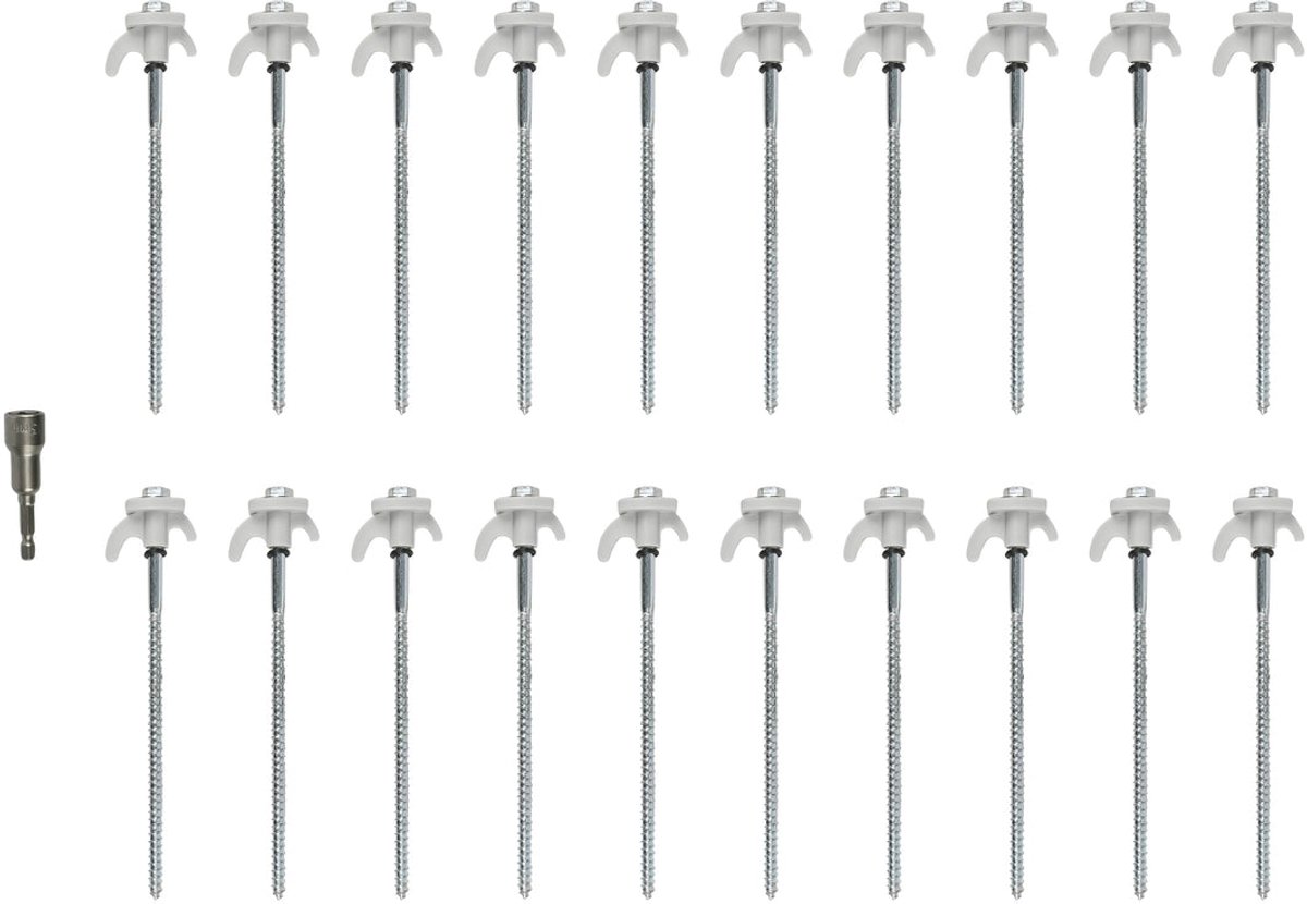 Tentharingen - schroefharingen - 20 stuks - RVS - met Adapter - Robuuste grondspijkers - Ideaal voor harde grond -