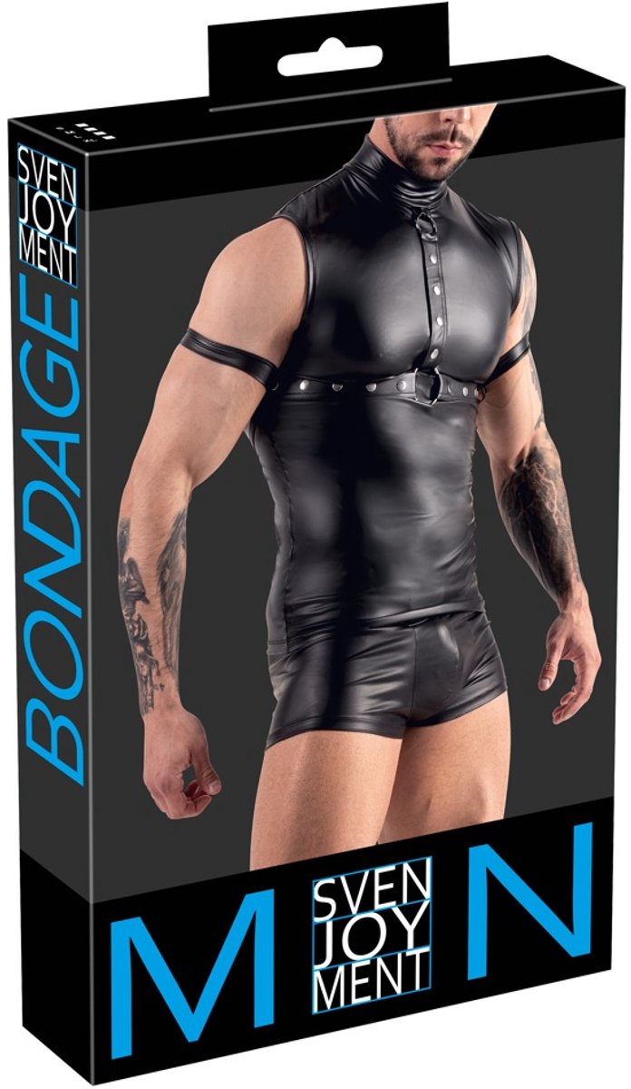 Bondage Wetlook Top met Torso Harnas