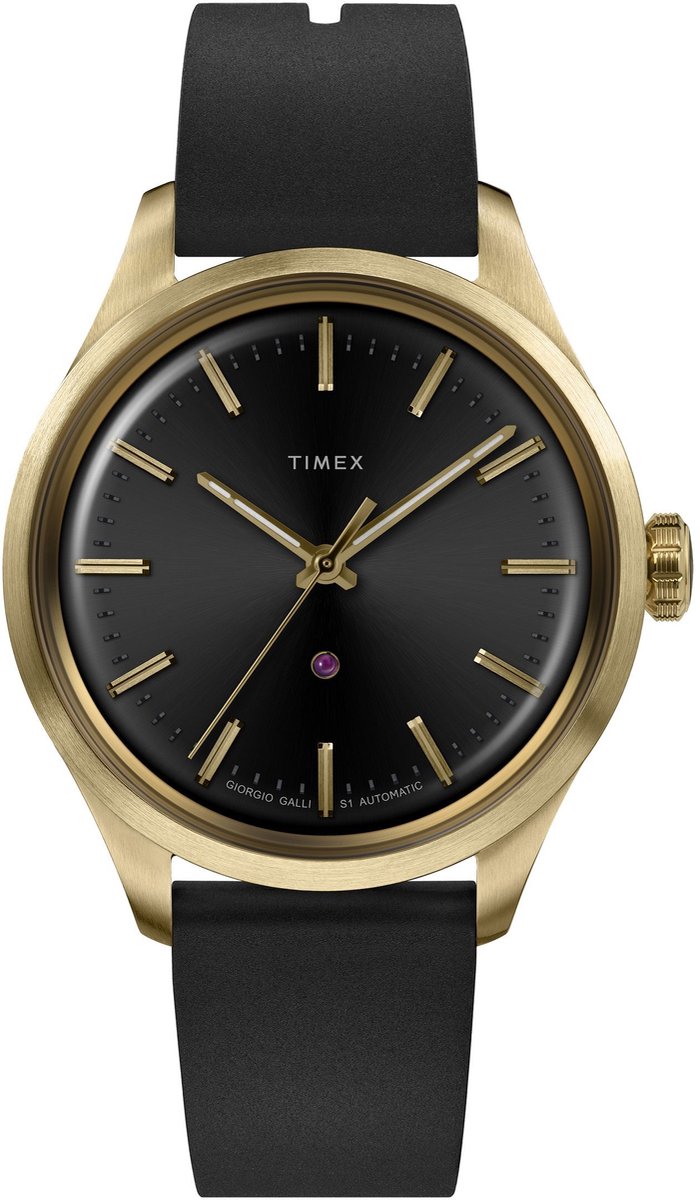 Timex Giorgio Galli S1 Automatic Automatisch Zwart En Goud Case: 100% Stainless Steel| Bracelet: 100% Synthetic 38 mm TW2V70400GO