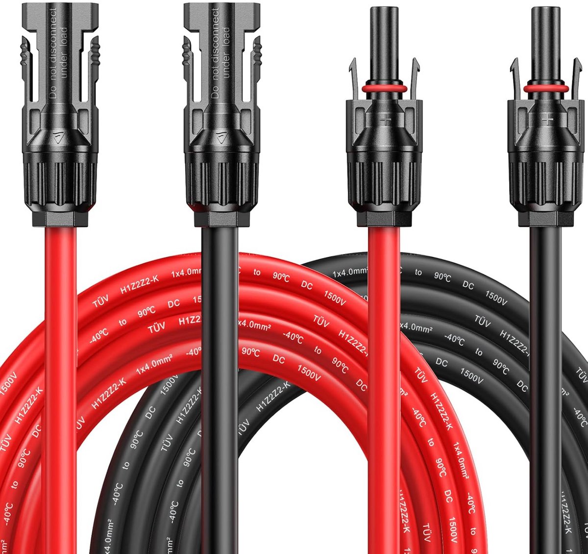 Zonnepaneelkabel Verlengkabel 4mm² H1Z2Z2-K met Zonneconnector 1000V 30A