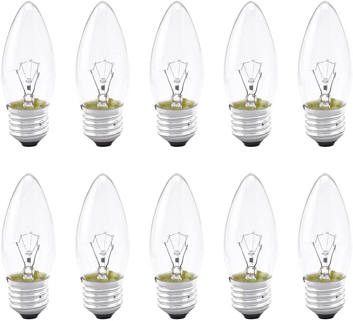 10x Kaarslamp Set E27 25W Helder Dimbaar Warm Wit Licht voor Binnen