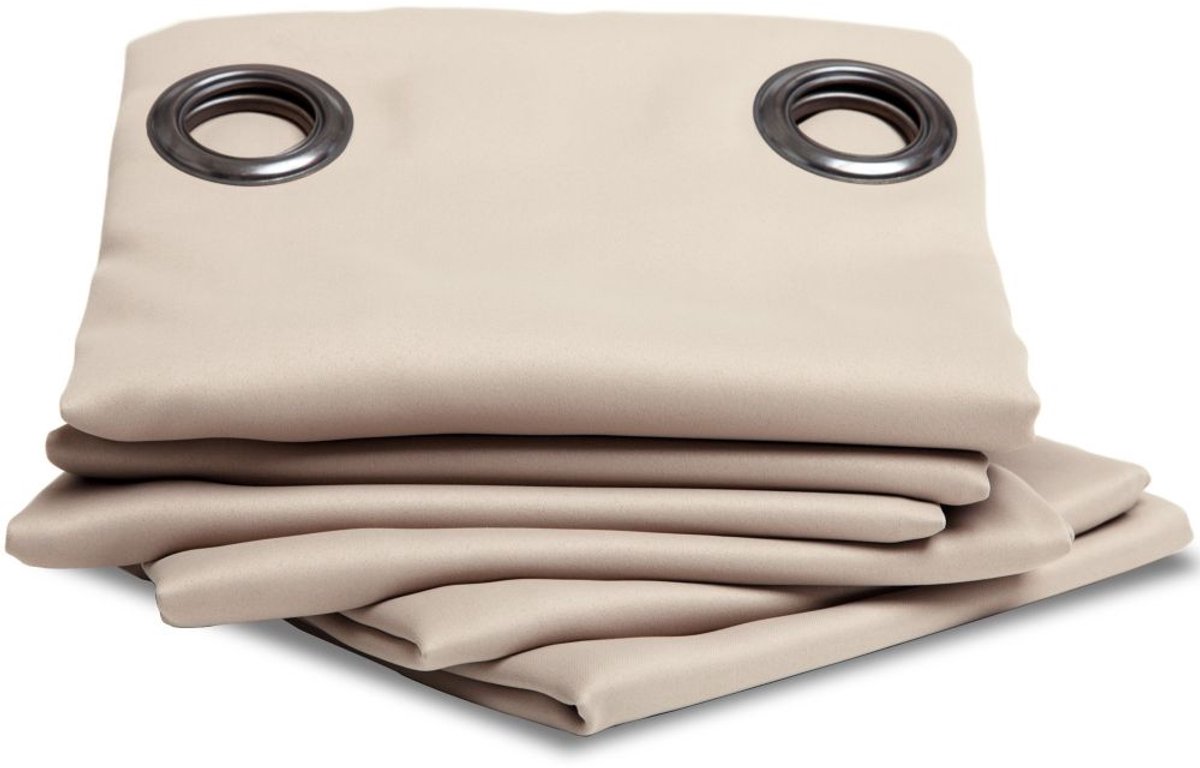 MOONDREAM FireControl™ 2in1 Brandwerend Gordijn | Vlamvertragend | Verduisterend | EU-fabricaat | Oogjes | Beige MC634 | 140B x 260L cm