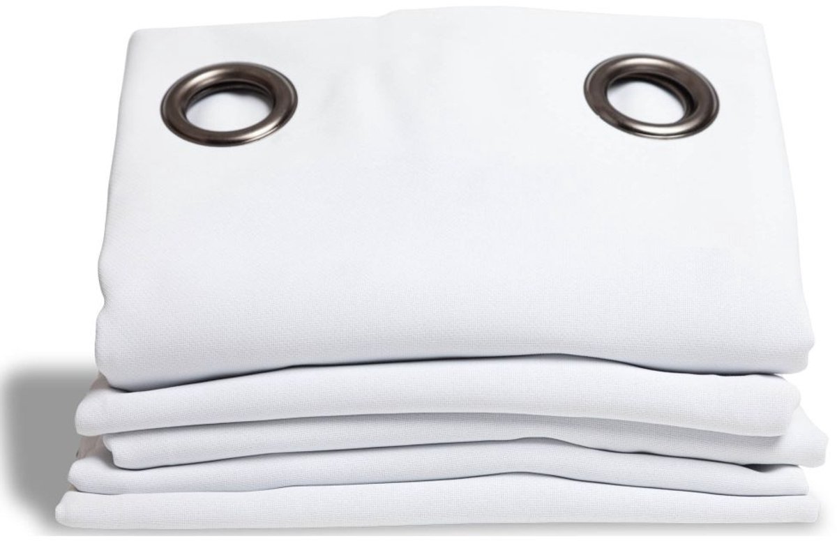 MOONDREAM DecibelControl™ 3in1 Anti-Ruisgordijn | Geluidsisolatie | Thermo Winter+Zomer | 100% Verduisterend | Gepatenteerde Technologie | EU-fabricaat | Oogjes | Wit MC720 | 140B x 260L cm