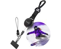 Buddi Secure Telefoonkoord voor Wintersport - Uittrekbaar koord - Skieën - Snowboarden - Hiken - Festival - Anti Diefstal Telefoon - Voor in de lift & piste - Zwart