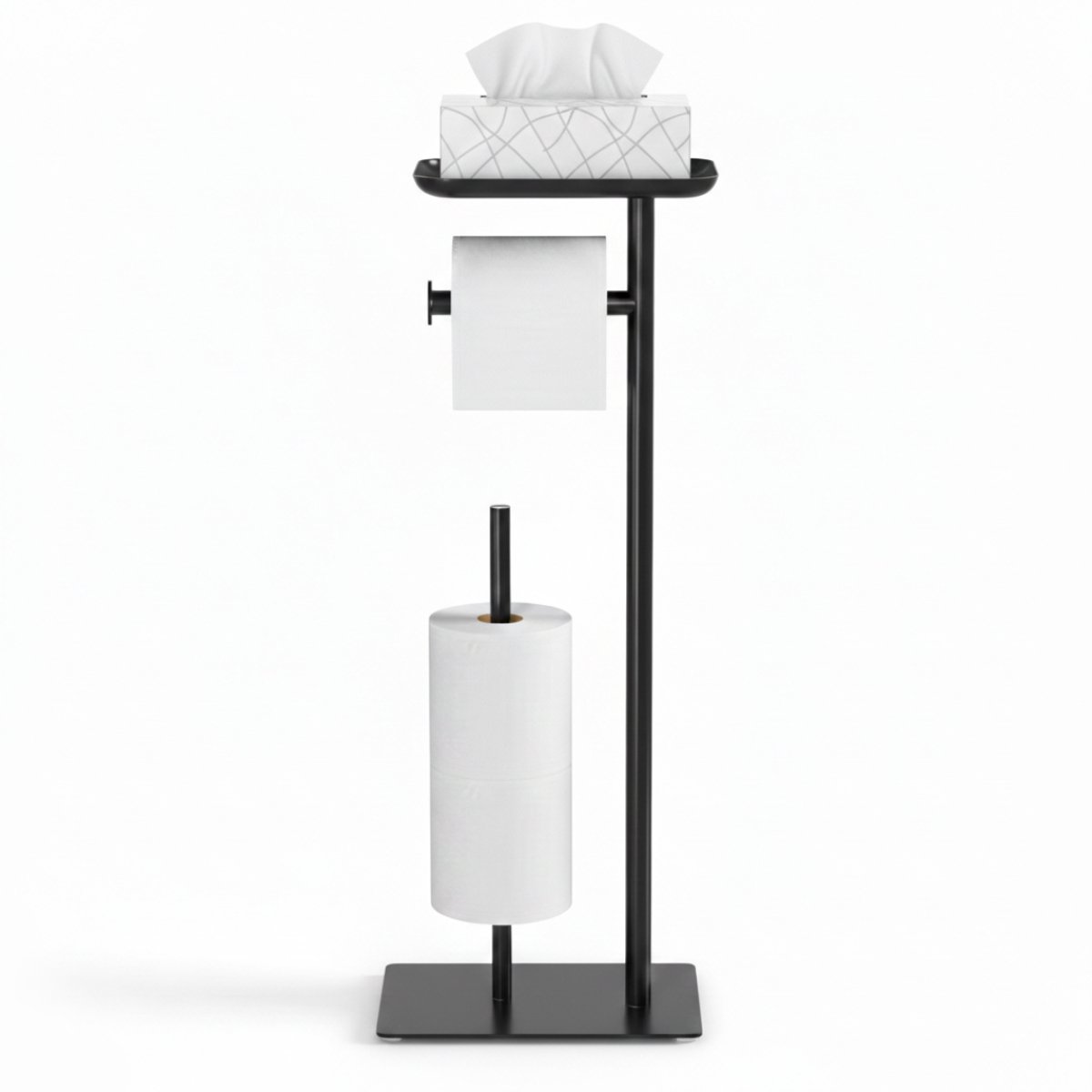 NBAP® Toiletbutler - Toiletrolhouder Staand - Zwart
