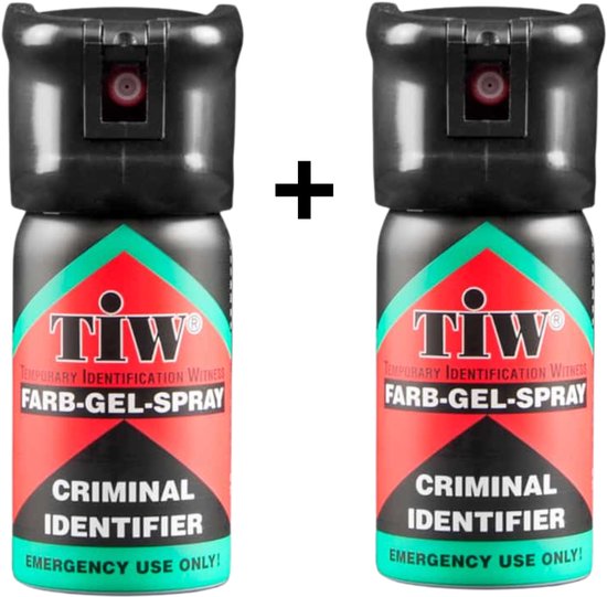 TIW Security Identificatie Spray 2x 40ML - Criminal Identifier - Duidelijke Markering op Dader - Zichtbaar tot 48 Uur - 4M Bereik- Zelfverdedigingsspray