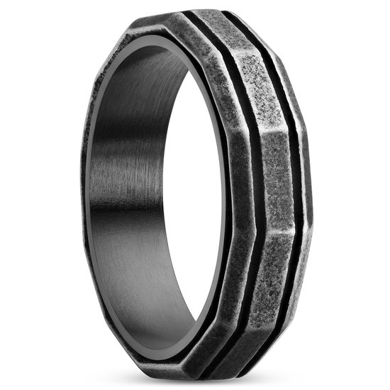 Bague en acier noir vintage Pearce Recta