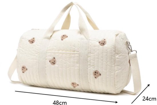 Luiertas - Schoudertas - Polyester en katoen - Reistas - Verzorgingstas voor Baby - Berenpatroon - Verstelbare schouderbanden - Afneembare schouderband - Unisex Baby Tas - Opbergtas - Licht - Geschikt voor thuis en op reis - 48*24*28cm - Beige — afbeelding 3