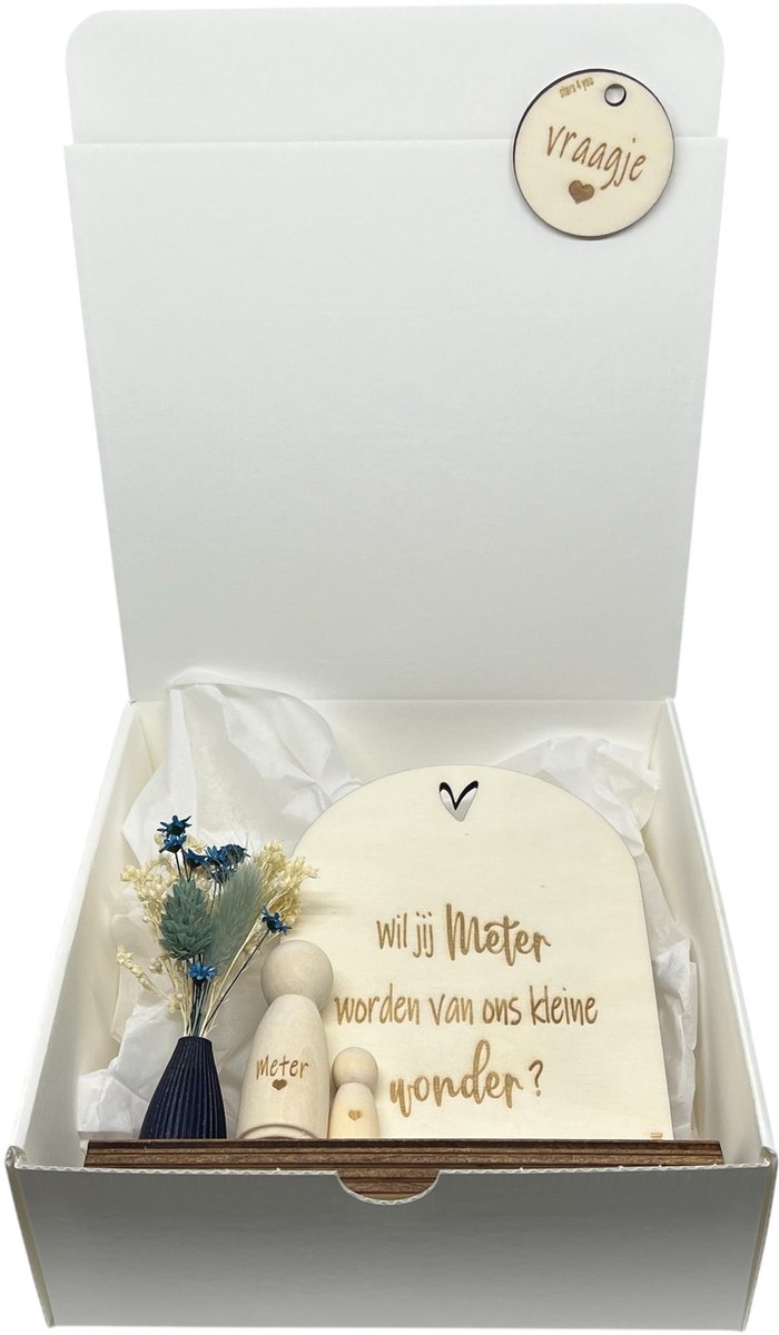 Stars 4 you Geschenkbox wil jij mijn METER zijn? | blauw | peg doll | houten poppetje | liefste meter | meter vragen | meter worden | peettante vragen | peettante worden | cadeau | geschenkdoos | giftbox