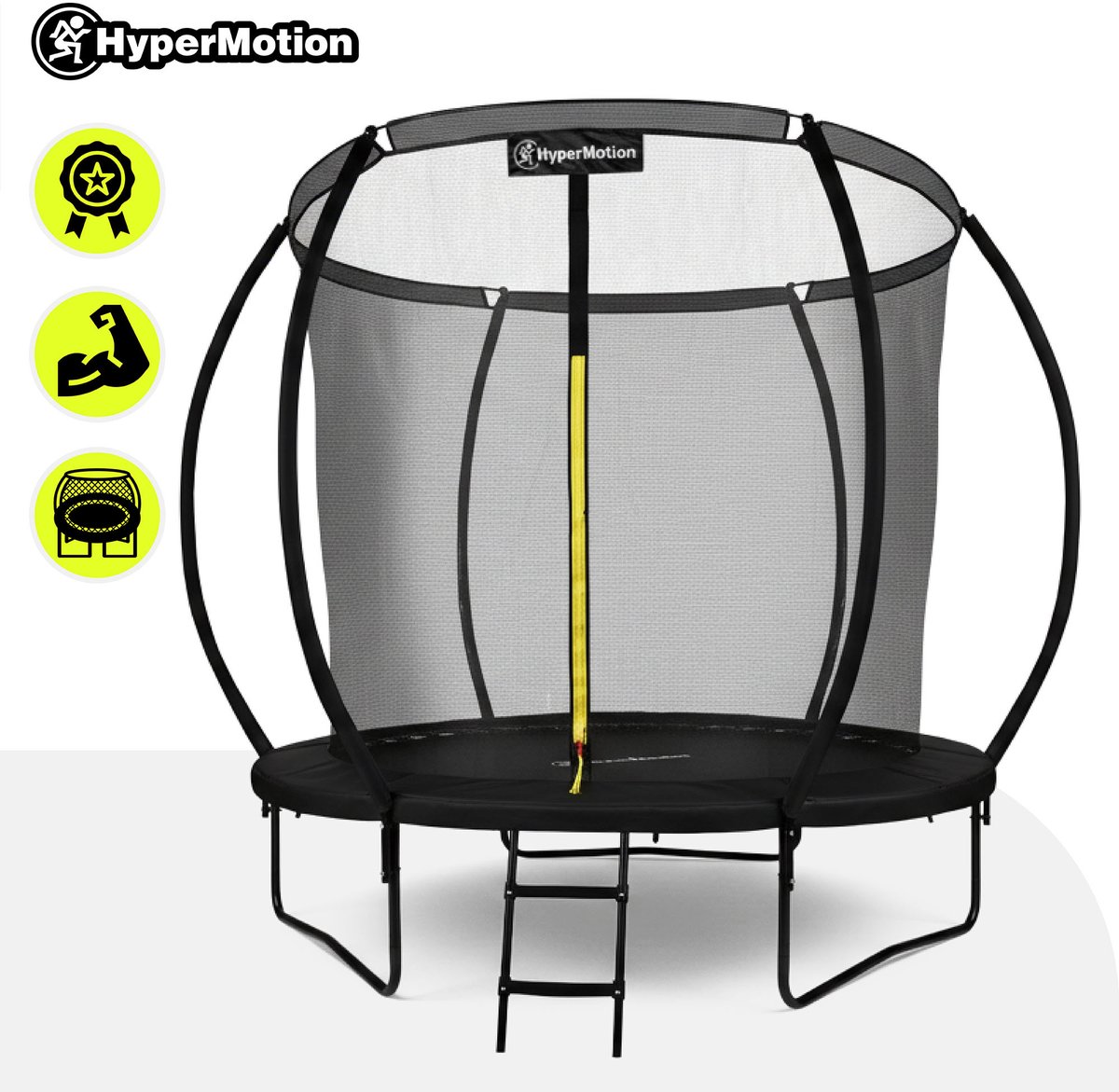 HyperMotion Kindertuintrampoline 3+, trampoline met ladder en binnennet voor huis en tuin, kinderspeelplaats, kindertrampoline, dubbele poten, 244 cm, 8 ft — afbeelding 3