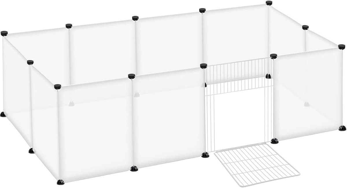 ACXIN - Klein Dierenren 145x75x48 cm XL Kunststof Hek Met Deur Loopren Voor Konijnen En Cavia's Wit