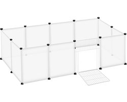 ACXIN - Klein Dierenren 145x75x48 cm XL Kunststof Hek Met Deur Loopren Voor Konijnen En Cavia's Wit