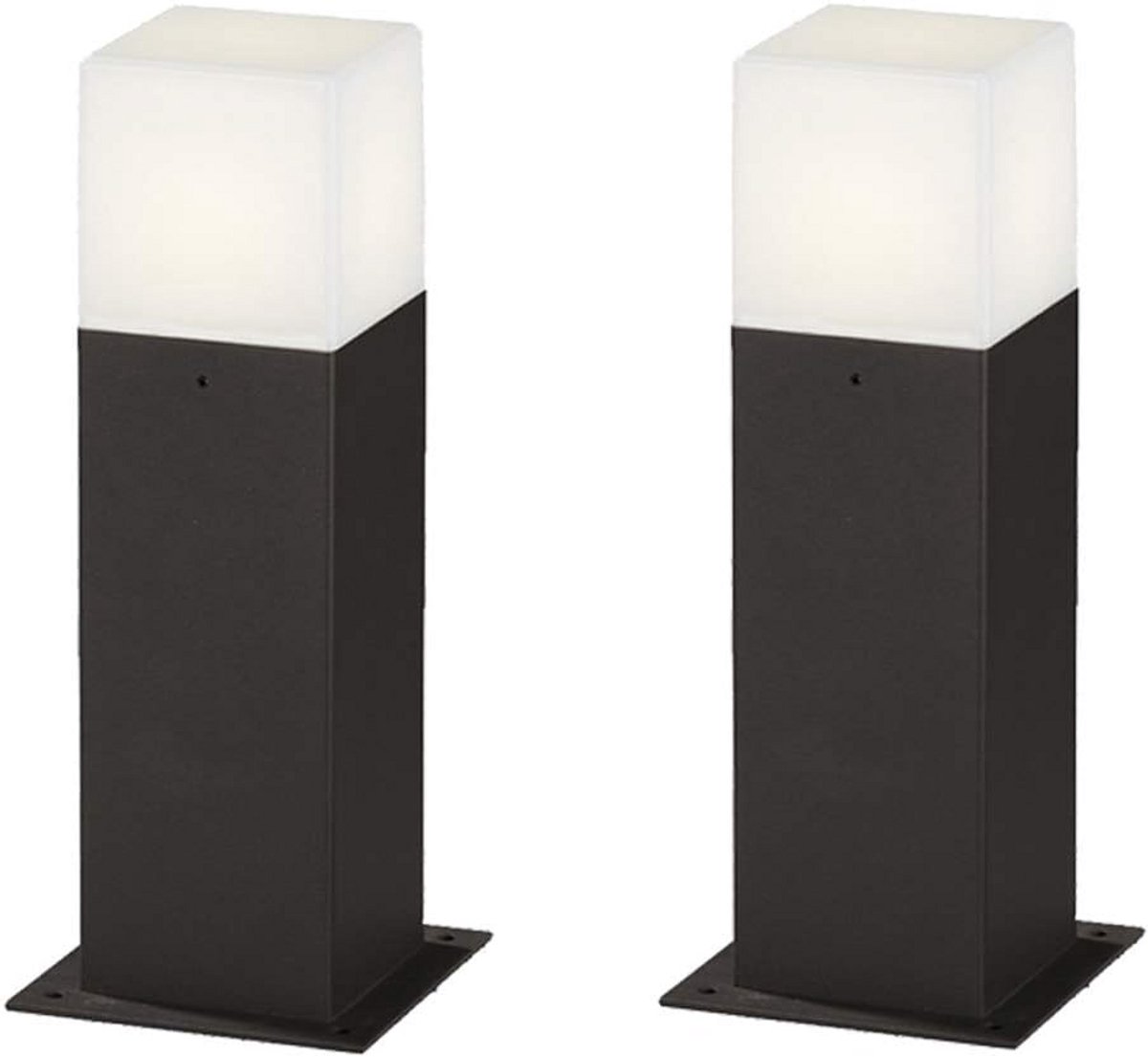 Set van 2 Vierkante Buitenstaande Sockellampen Antraciet Hoge Kwaliteit Aluminium