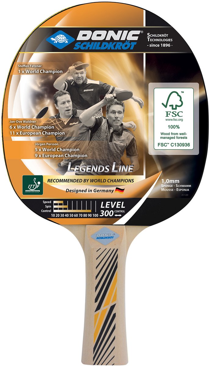 Schildkröt tafeltennisbat Legends 300 FSC voor beginners en recreatie.
