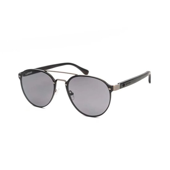 Wooda® Zonnebril Rond - Donker zwart metaal frame - Gepolariseerd - Wooda Cala Roja Gun Gris van Wooda — afbeelding 2
