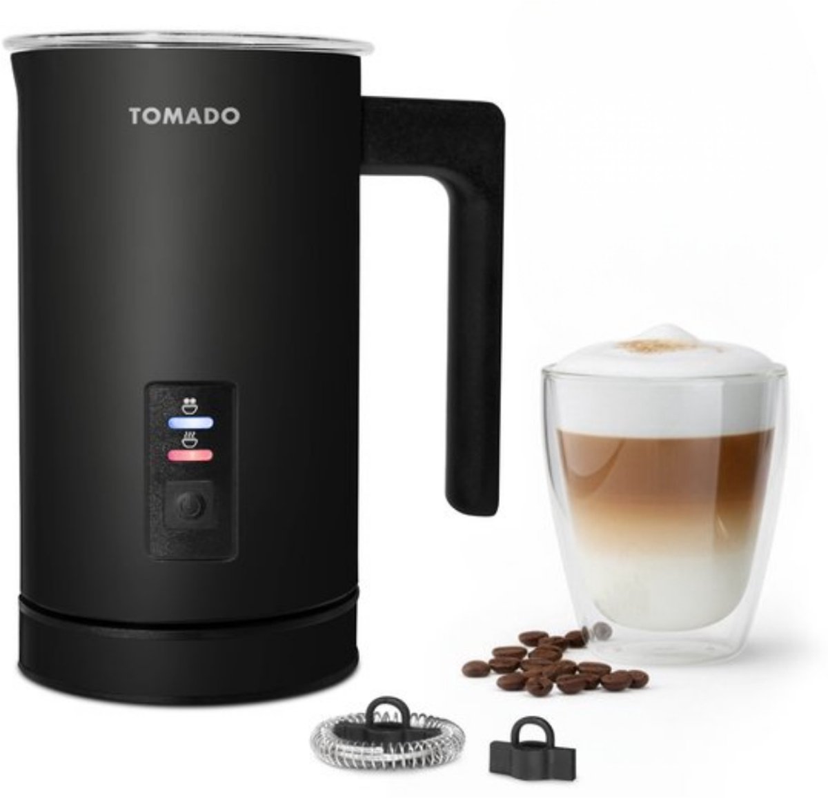 Bol.com Tomado TMF1201B - Elektrische Melkopschuimer - 4 standen - Warm en koud opschuimen - BPA vrij - Cappuccino maken – Matzwart aanbieding