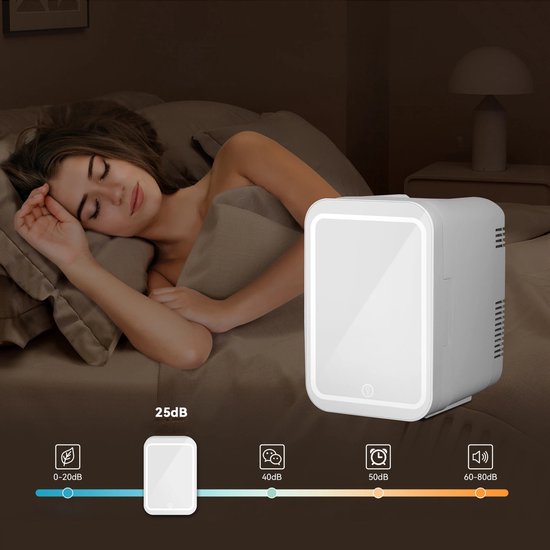 Puluomis Mini koelkast - 4L - Skincare Fridge - LED-verlichting - Make-up Koelkast - DC 12/24V & AC 220-240V - Koelen & Verwarmen - Wit van Merkloos — afbeelding 5