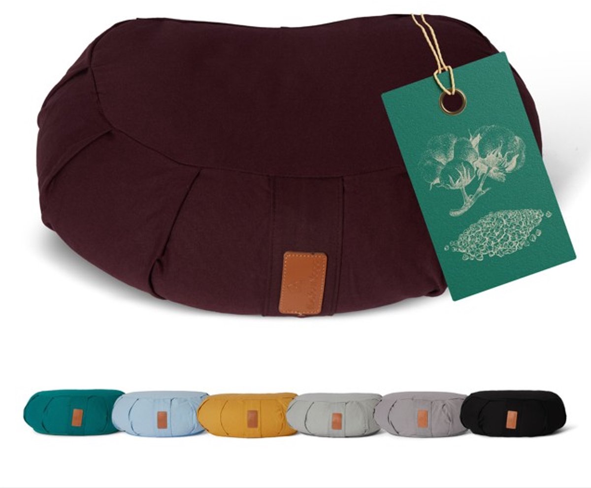 Bol.com #DoYourYoga - Yoga kussen - »Ganesh« - halve maan meditatiekussen met bio-organische boekweit schalen vulling - 45x30x14... aanbieding
